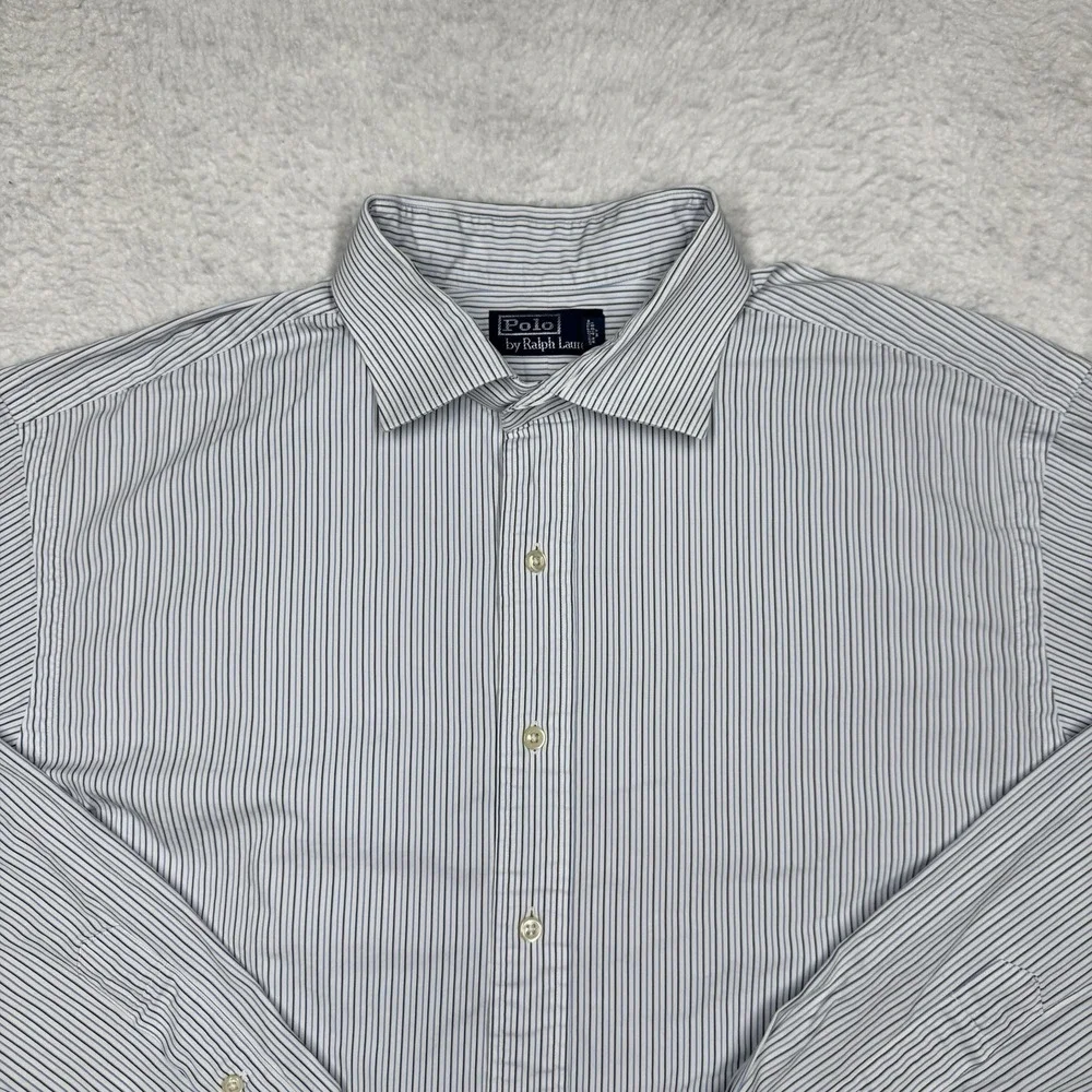 Polo Ralph Lauren Shirt Button‎ Up Preppy Blue Striped Men's 2XL (18 36/37)